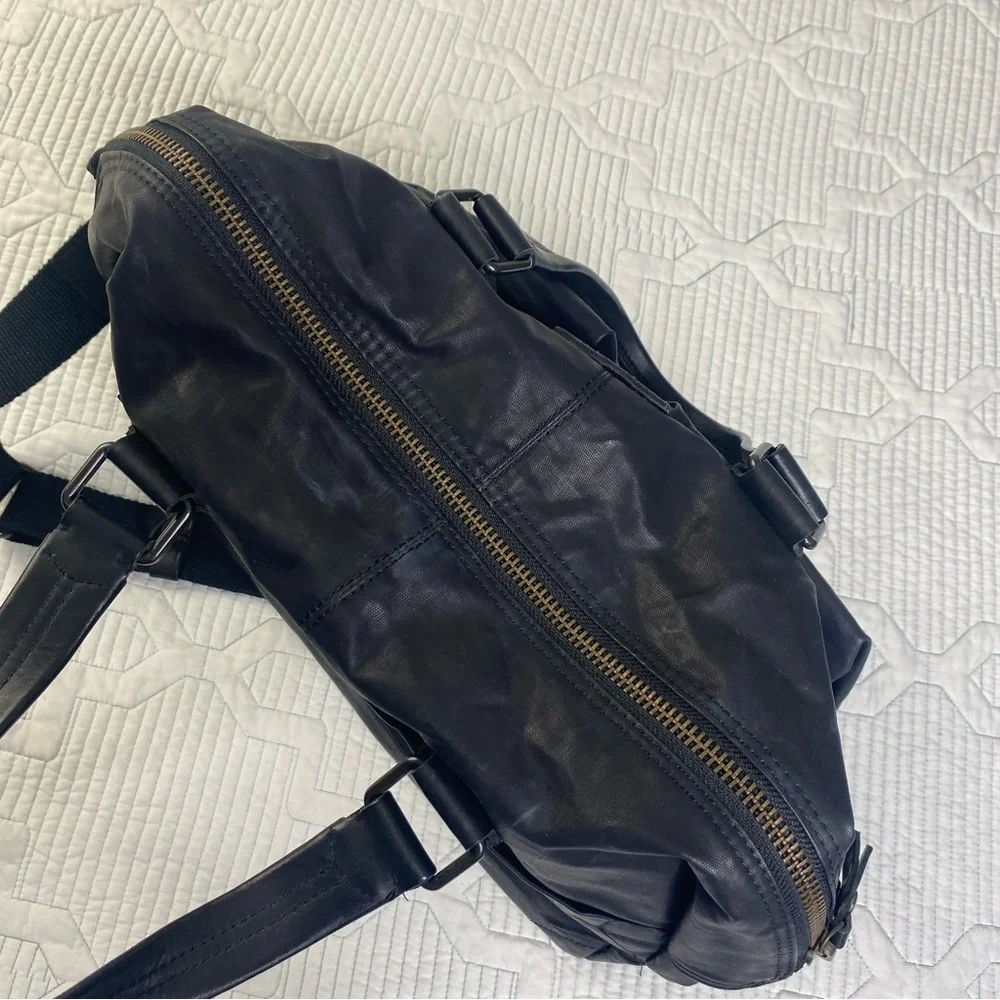 Frye Black Canvas And Leather Crossbody Travel Overnight Scout Bag